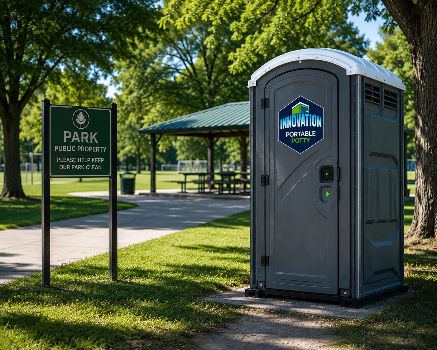 Innovation Portable Potty restroom in a public park